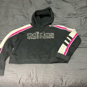 Adidas cropped sweatshirt size medium black white and hot pink